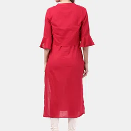 Alena Women Fuchsia Solid Straight Kurta image 4