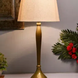 Homesake Golden Royal Ovoid Brushed Lamp with Khadi Shade (Bulb Included) - Set of 1-46
