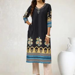 Soch Black Printed Straight Kurta-image-36