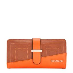 Sugarush Cyprus Brown & Orange Textured Bi-Fold Wallet for Women-image-94