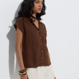 LOV by Westside Brown Cotton-Blend Shirt-image-43
