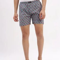 Showoff Blue Slim Fit Printed Boxer-image-91
