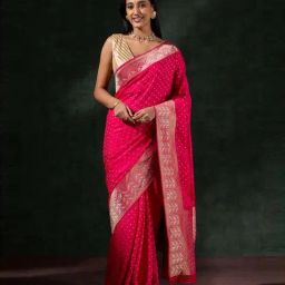 Taneira Pink Woven Saree With Unstitched Blouse-picture-19