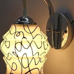 Somil Premium Designer Glass Wall / Night Lamp Elegant & Stylish Dcor Accent for Modern Interiors, color, White, Black, Size:- 21 X 25 X 29 CM-image-35