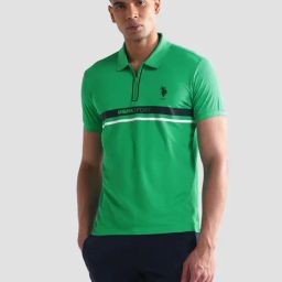 USPA Active Green Slim Fit Printed Sports Polo-image-13