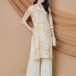 Melange By Lifestyle White Cotton Regular Fit Printed Kurtas-image-98