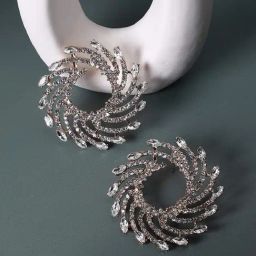 Sohi Chalice Silver Swirl Drop Earrings for Women-image-37