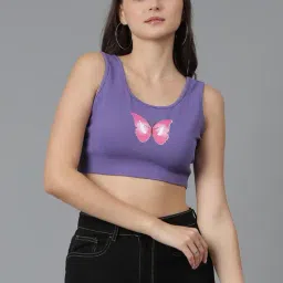 Kotty Purple Printed Crop Top-image-13