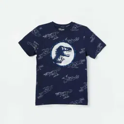 Fame Forever by Lifestyle Kids Blue Printed Regular Fit T-Shirt-picture-29