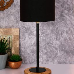 Devansh Black & Brown Self Design Traditional Buffet Table Lamp with Shade image 5