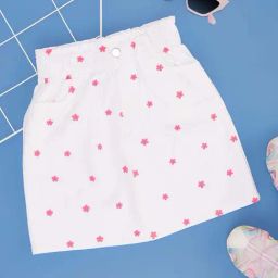 Pantaloons Junior Girls Pink & White Cotton Floral Skirts-image-11
