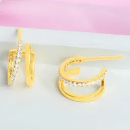 Zavya Double Hoop Gold Plated 925 Sterling Silver Earrings for Women-image-69