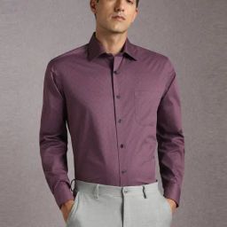 Louis Philippe Purple Cotton Regular Fit Printed Shirt-image-46