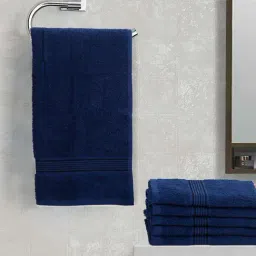 LORENA 100% Cotton Super-Soft Terry Towels -6pc Hand Towel (d`ross) solid-navy blue-4