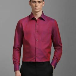 Louis Philippe Maroon Cotton Regular Fit Shirt-image-79