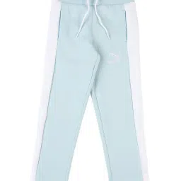 Puma Kids Summer Squeeze T7 Aqua Blue & White Cotton Logo Trackpants-image-13