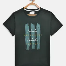 Octave Kids Black Cotton Printed T-Shirt-image-116