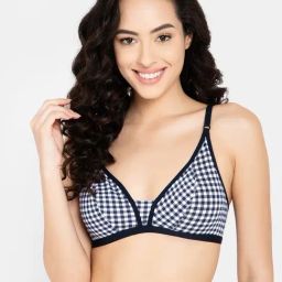 Clovia Blue Check Half Coverage Non-Padded Plunge Bra-image-97