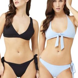 Secrets By ZeroKaata Black & Blue Plain Swimwear Bra Panty Set - Pack Of 2-image-47