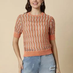 Allen Solly Orange Self Design Top-image-76
