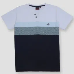 Gini & Jony Boys White & Navy Cotton Color Block T-Shirt-picture-28