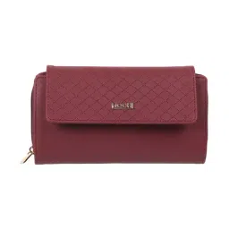 Mochi Maroon Textured Bi-Fold Wallet for Women-21