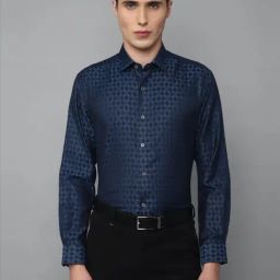 Luxure By Louis Philippe Navy Blue Regular Fit Printed Shirt-image-31
