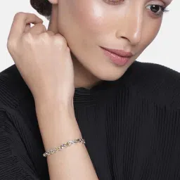 Estele Gold & Rhodium-Plated Bridged Eternity Bracelet for Women-18