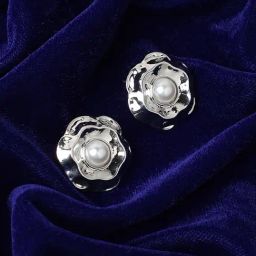 Sohi Rose Statement Sliver Stud Earrings for Women-image-53