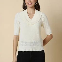 Allen Solly Cream Cotton Self Design Top-image-19