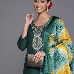 Varanga Floral Zari Embroidered Kurta With Trousers & Dupatta-28