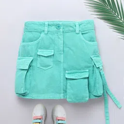 Naughty Ninos Girls Pure Cotton Mini A-Line Cargo Skirt-image-73