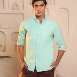 SUBTRACT Light Green Slim Fit Shirt-image-82