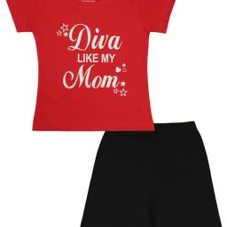 Bodycare Kids Red & Black Printed T-Shirt with Shorts-image-43
