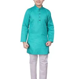 Pro-Ethic Style Developer Kids Blue & White Printed Full Sleeves Kurta with Pyjamas-image-14