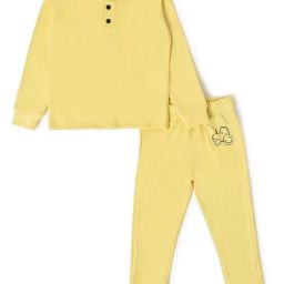 MiArcus Kids Yellow Solid Full Sleeves Thermal T-Shirt with Thermal Joggers-image-65