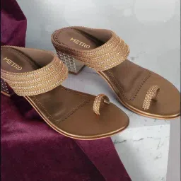 Metro Women's Antique Gold Toe Ring Sandals-picture-47