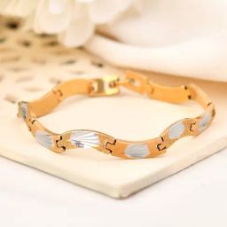 VOJ Dual Tone Plated & Silver Toned Exquisite Waved Linked Bracelets for Men-image-86