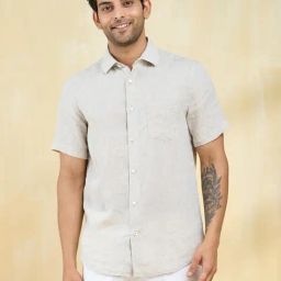 Fabindia Grey Linen Slim Fit Shirt-image-85