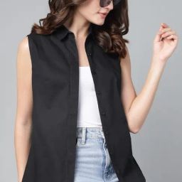 Hancock Black Cotton Solid Shirt-image-55