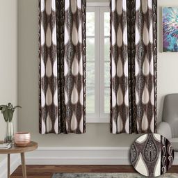 Cortina Brown & White Set of 2 Ethnic Motifs Window Curtain-17