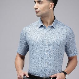 V Dot Slim Fit Opaque Abstract Printed Formal Shirt-image-7