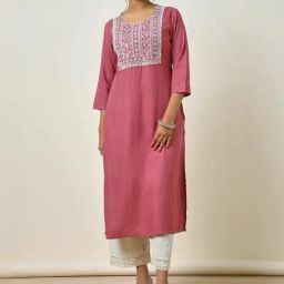 Soch Onion Pink Embroidered Straight Kurta-image-14