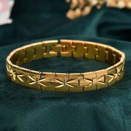 VOJ Gold Plated Textured Bracelets for Men-image-88