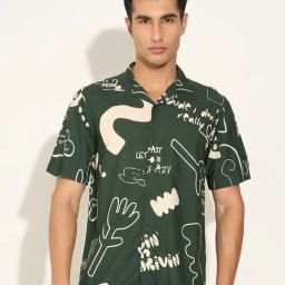 People By Pantaloons Jungle Green Relaxed Fit Printed Shirt-picture-45