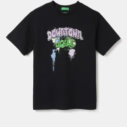 United Colors of Benetton Kids Black Cotton Printed T-Shirt-picture-24