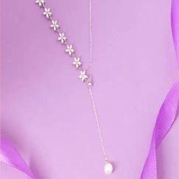 Zavya Asymmetrical Diamond and Pearl Necklace for Women-image-47