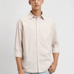 Forever 21 Beige Regular Fit Striped Shirt-image-93