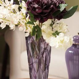 Pure Home and Living Purple Trellis Textured Glass Vase-38