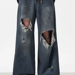 StyleCast x Revolte Men Flared Mildly Distressed Light Fade Jeans-image-17